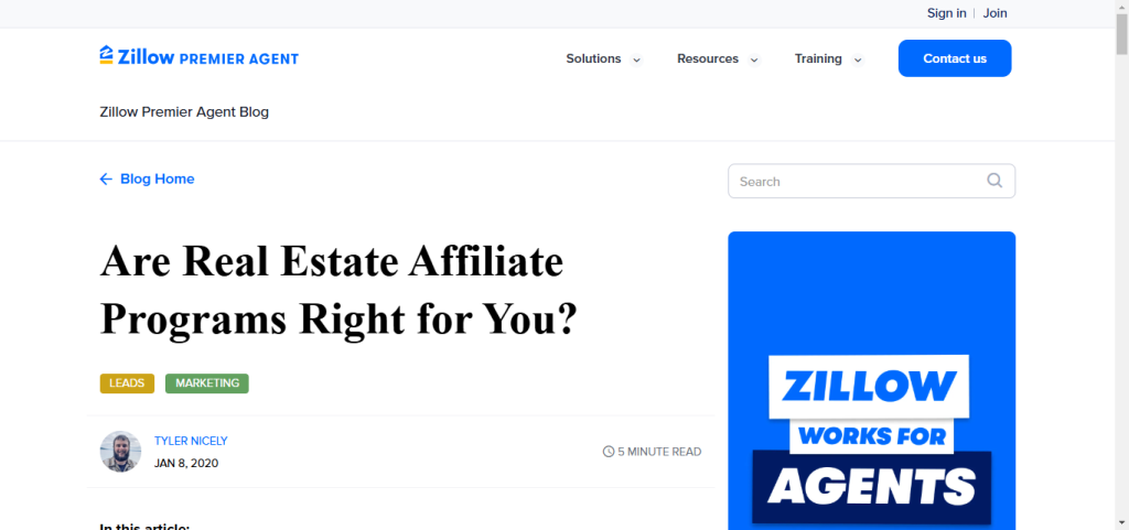 zillow:- Are Real Estate Affiliate Programs Right for You?
