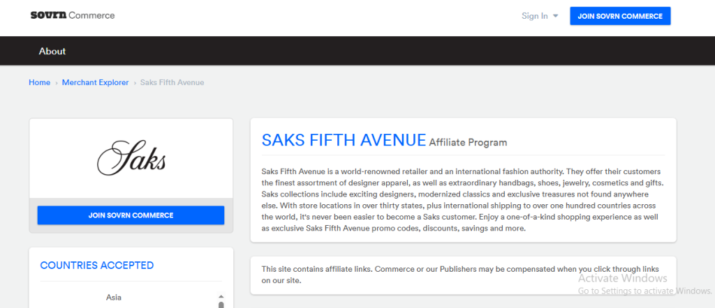 Saks Fifth Avenue Affiliate Program