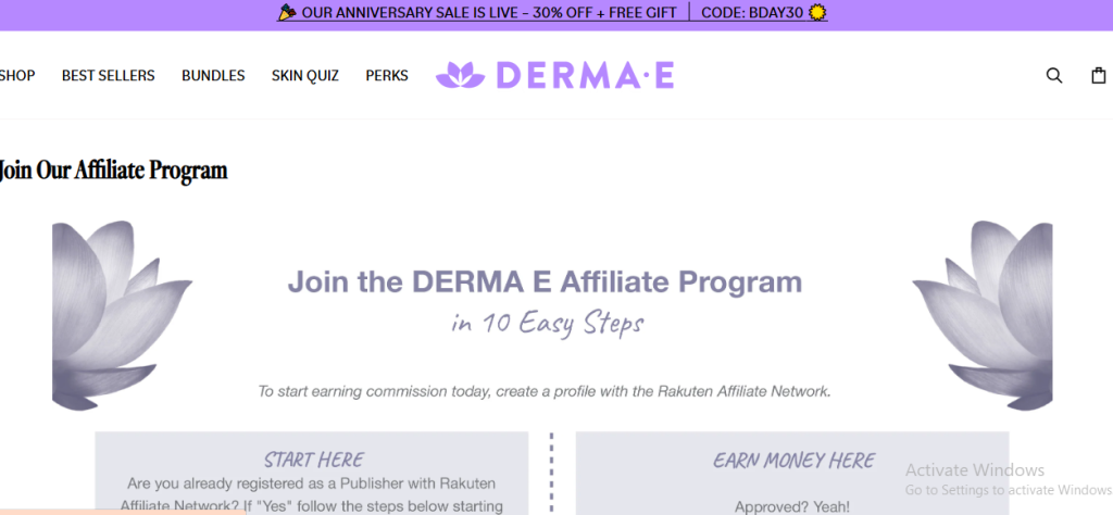 DERMA E affiliate program