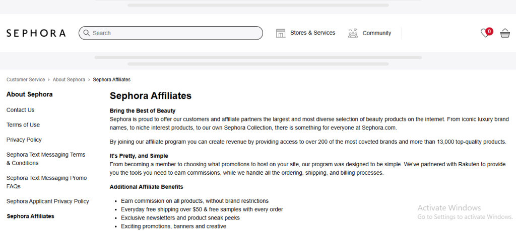Sephora affiliate program